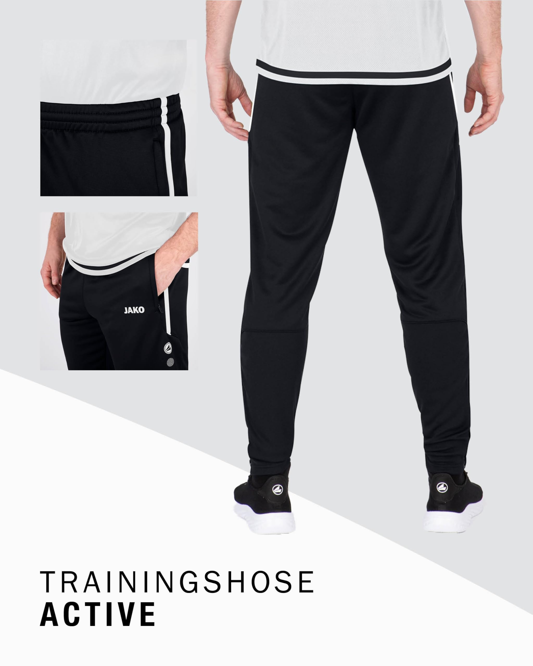 JAKO Men's Active Tracksuit Bottoms, Men’s Sports Trousers, Long with Elastic Waistband and Side Pockets, Tracksuit Bottoms, Men, Long