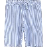 Latuza Women's Cotton Bermuda Long Pajama Shorts Seersucker PJ Sleep Shorts