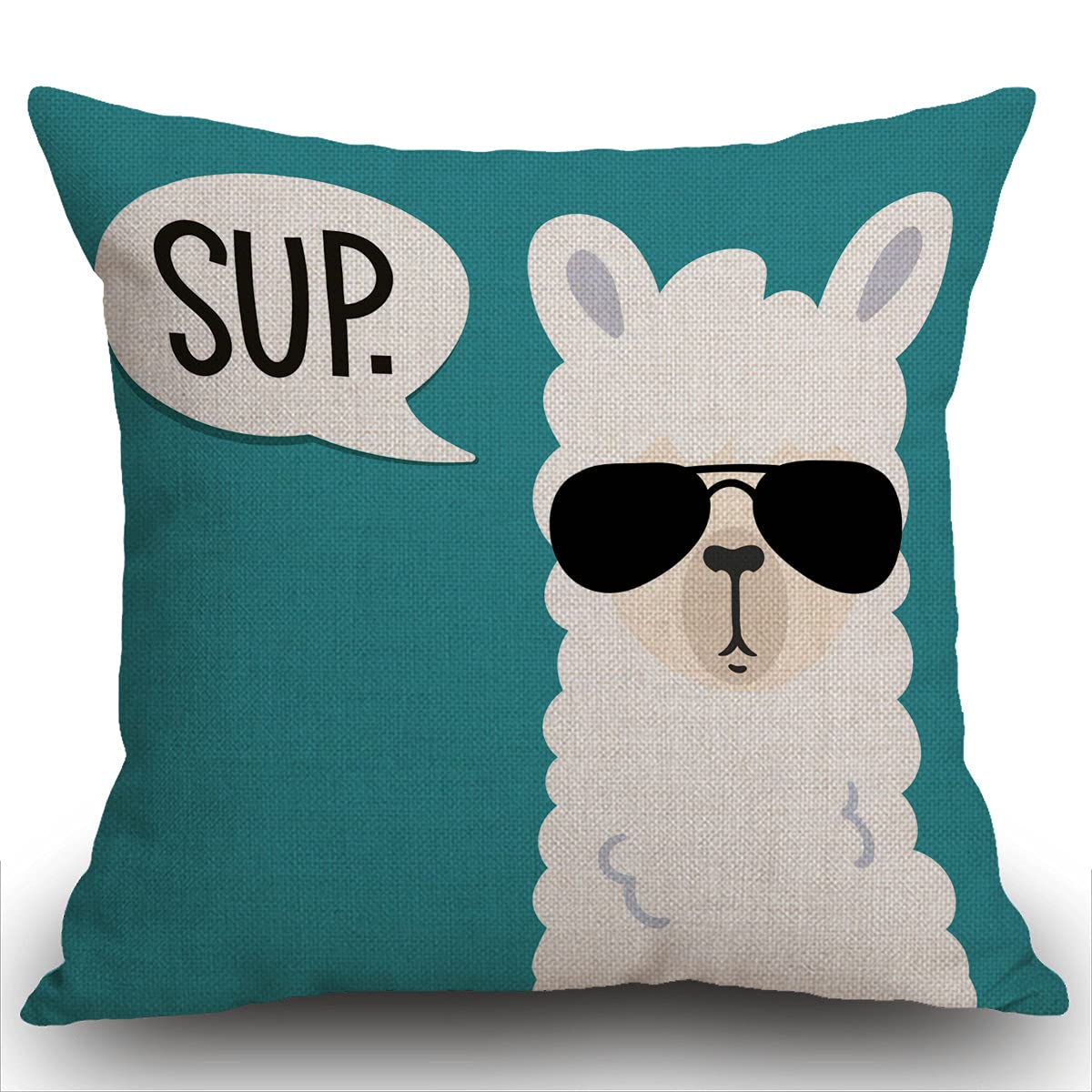 Smooffly Funny llama Cushion Cover, Sup Llama Throw Pillow Case Home Decorative for Men/Women Living Room Bedroom Sofa Chair 18X18 Inch Pillowcase 45X45cm