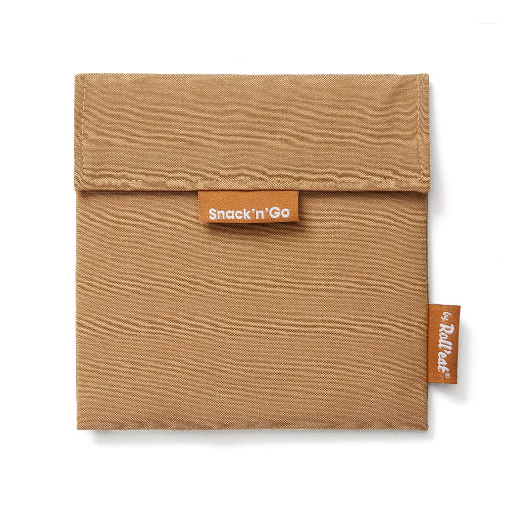 Roll'eat ® | Reusable Snack Bag | Kids Snacks Container | Eco Friendly Food Bag | Brown Snack Holder - Snack'n'Go Nature — image 1