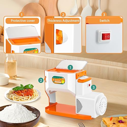 Newhai Electric Pasta Maker Family Noodle Making Machine Dough Roller 2.5mm Spaghetti 4mm Wide Noodle 9mm Fettuccine Cutter 110V US Stainless 並行輸入 Pasta Making Machine Electric Pasta Machine Noodle Cutter Newhai