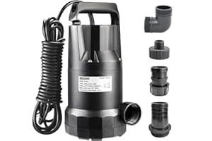 WASSERMANN 1/3HP Submersible Water Pump-Oil Free Design with 10 FT Power Cord,2900GPH Thermoplastic Utility Portable Transfer Pump Clean Water Removal Drain Pump for Swimming Pool Garden Basement