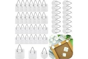 Wenqik 45 Pcs Adhesive Picture Hanger Foamboard Picture Hanging Hooks Without Nails Plastic Sticky Photo Hooks for Home Wall Art Photo Frame Bathroom Closet (Round,Square)