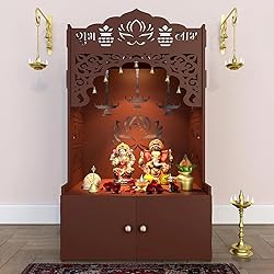 HomScape Lotus Pattern MDF Wood Temple with