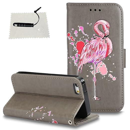 TOCASO Schutzhülle für iPhone 5 / 5S / SE Leder Wallet Hülle Flip Cover Case Wallet BriefTasche hülle Klapphülle Rückseite St