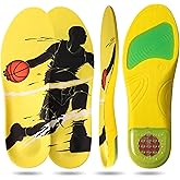 Hillcraft Premium High Jump Insoles with Shock Absorber, Athletic Shoe Inserts for Basketball, Running, and Sports Performance US (Men 4-6/ Women 6-8)