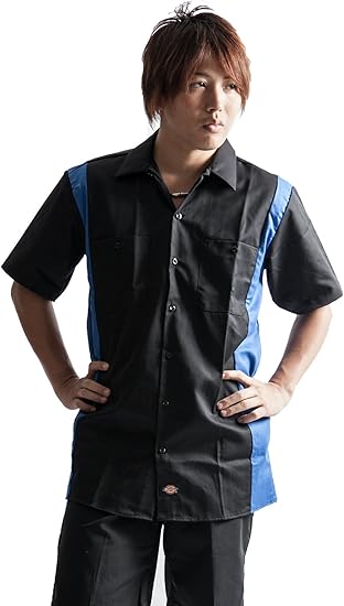 Amazon Dickies メンズ ディッキーズ 半袖 ボーリングシャツ ボウリングシャツ ワークシャツ 3カラー シャツ 黒 ブラック 赤 レッド ブルー 並行輸入品 Blue 青 M シャツ 通販