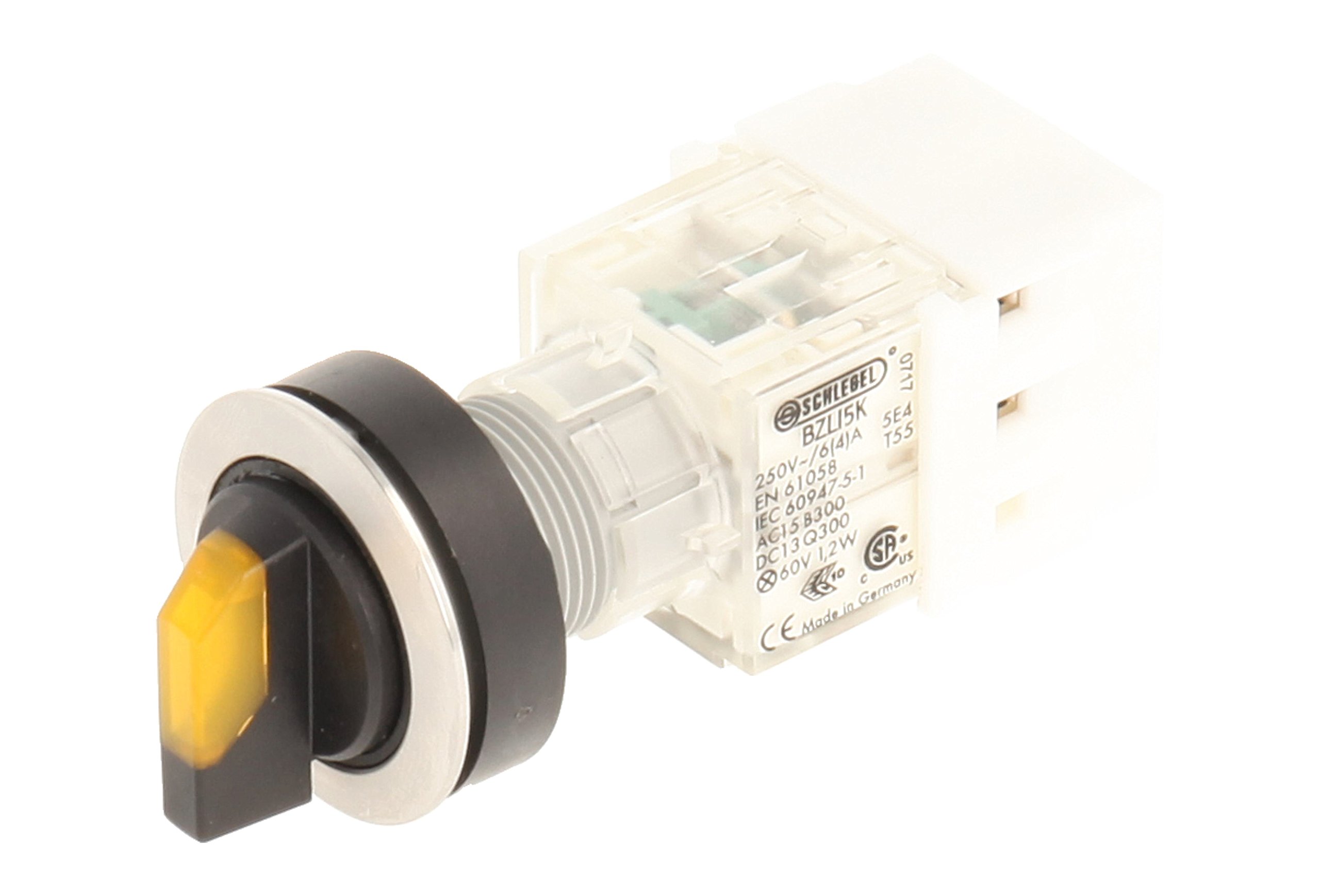 Club 23.001.341 Light 2 Positions Selector Latching Stainless Steel Contact Button Sensor LED Lamp Holder t5,5 K 1 N/O Contact 24 V, SCREW TERMINALS – Yellow (Pack of 2)