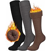 CTHH 3 Pairs Warm Knee High Socks for Women - Thick Cotton Thermal Boot Socks for Hiking, Running, Work, Gifts, Winter