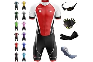 VOXCAUTQ Men's Cycling Skinsuit, Triathlon Suit for Cycling, Running