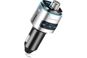 Arsvita Bluetooth FM Transmitter for Car, QC3.0 Quick Charger Music Player with Hands Free Call, Support Siri/Google Voice Wake-up, Color Light, Silver