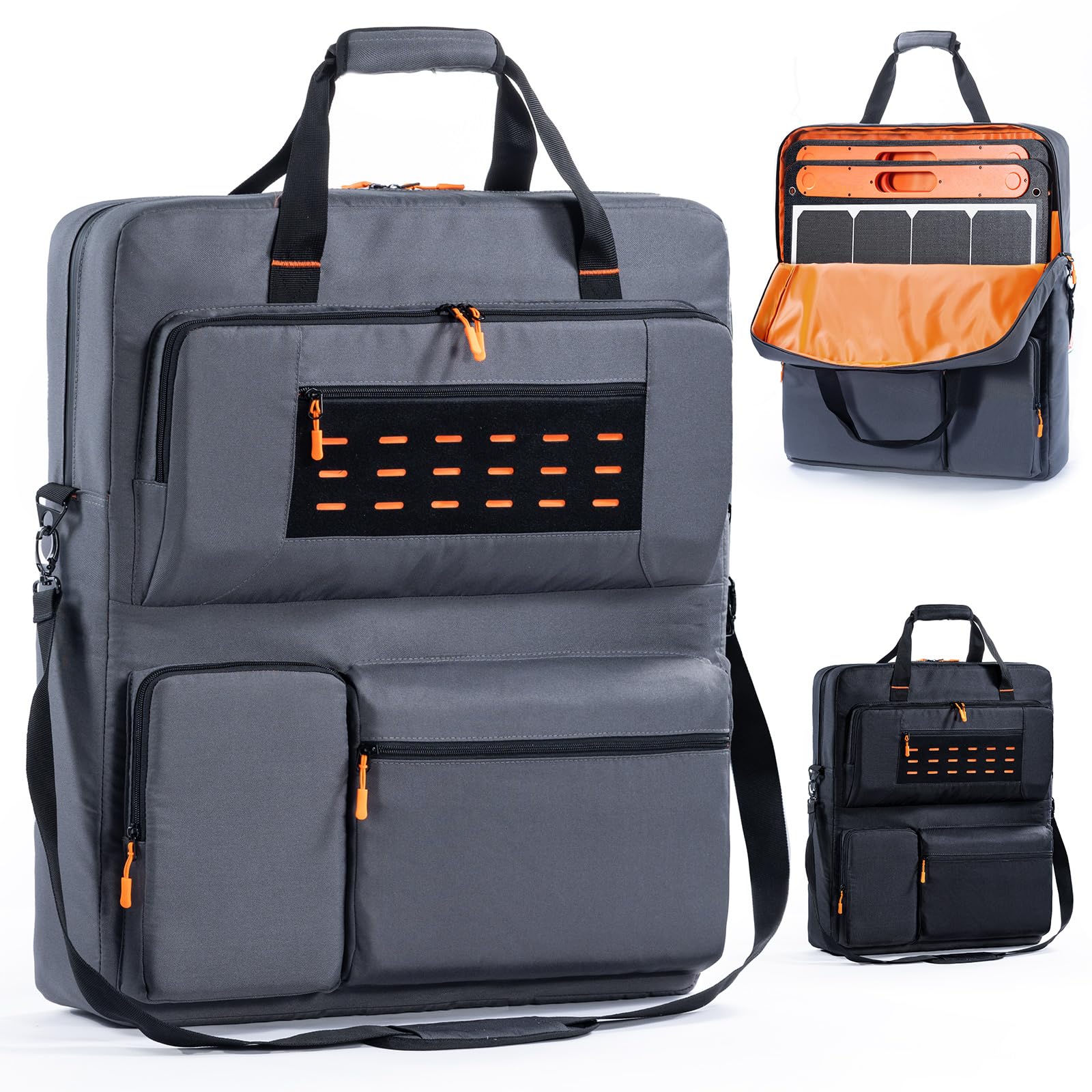 Photo 1 of FRECOLSH Travel Carrying Case Compatible with Jackery SolarSaga 100W 100X 200W - Solar Panel Storage Bag for 2 Battery Panels with Multiple Pocket