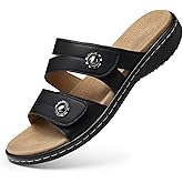 SHIBEVER Flat Sandals Women Dressy: Non Slip, Arch Support, Orthopedic, Plantar Fasciitis Comfortable Walking Sandal