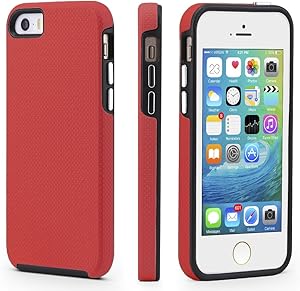 CellEver iPhone 5/5s/SE (2016 Edition) Case, Dual Guard Protective Shock-Absorbing Scratch-Resistant Rugged Drop Protection Cover for iPhone 5/5S/SE 2016 (Red)
