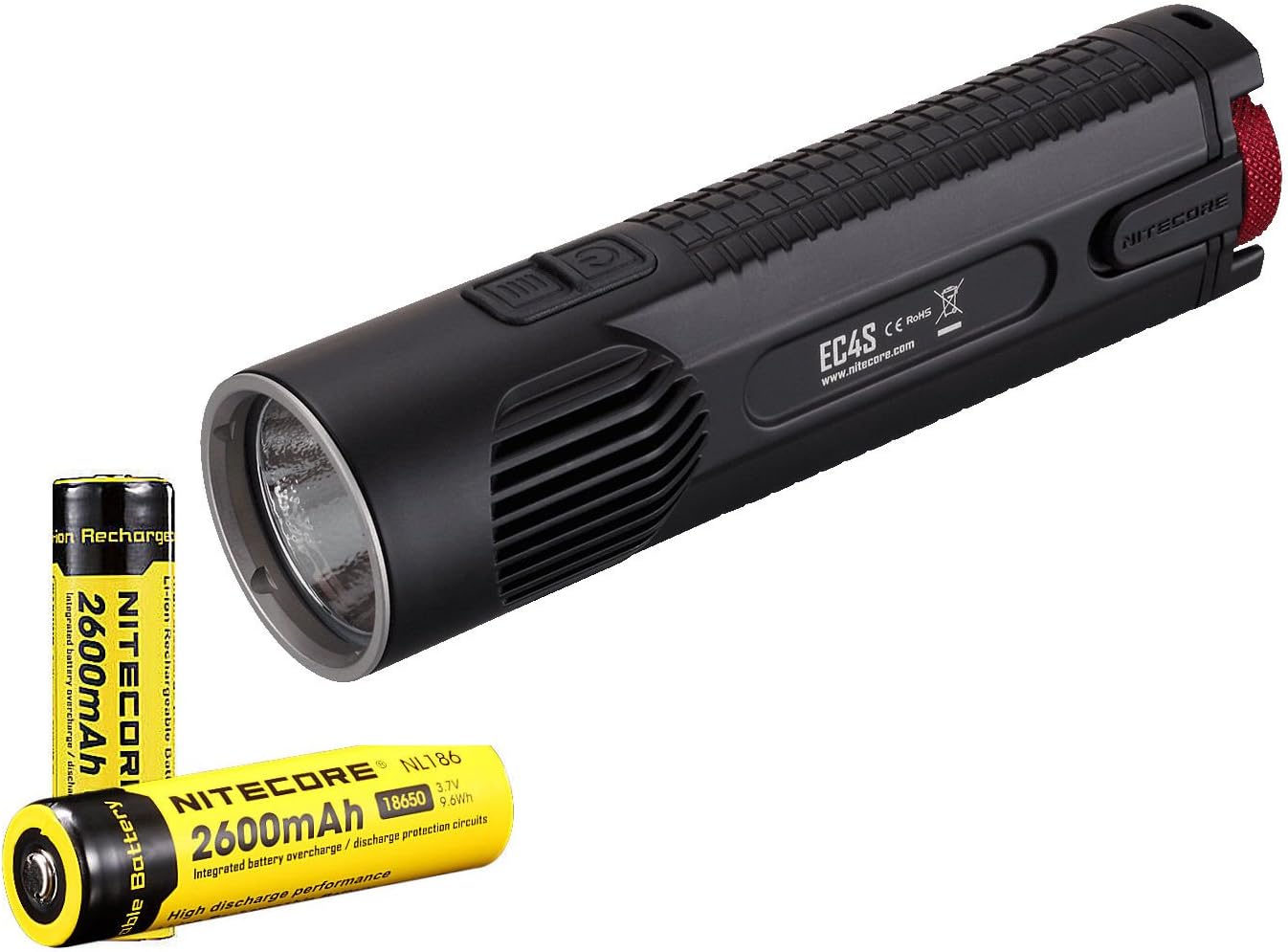 Nitecore EC4S CREE XHP50 2150 lm LED Flashlight with Battery, Black, Left/Right