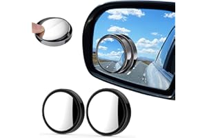 Horuhue 2Pcs Blind Spot Mirror, 360° Rotate Round HD Glass Convex Rear View Mirrors with ABS Protective Shell for Suv Van Uni