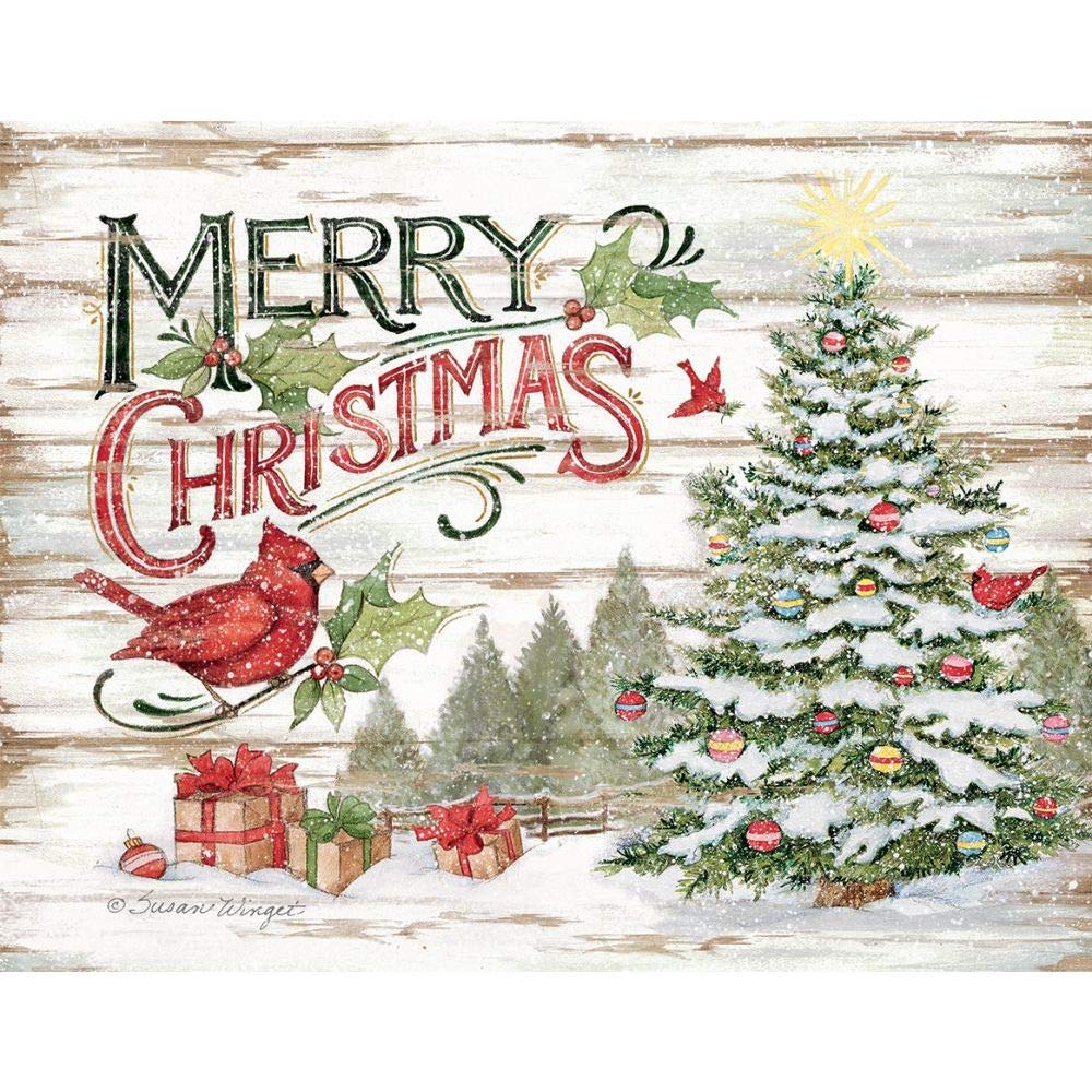 Lang Pine Forest Boxed Christmas Cards, Artwork by Sam Timm, 18 Cards & 19 Envelopes, 5.375" x 6.875", Exclusive Lang Artwork by Sam Timm for Lang, Glitter Embellishment (1004866)