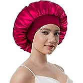 100% Mulberry Silk Bonnet for Sleeping Women, Real Pure Silk Bonnets, Double Layer Sleep Cap with Elastic Band for Curly Hair