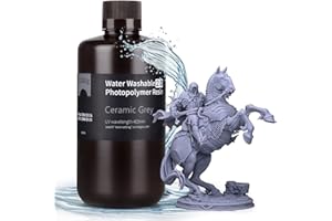 ELEGOO Water Washable 3D Printer Resin 2.0, Fast Curing Photopolymer Resin for Mars Saturn Jupiter MSLA DLP LCD 3D Printing, 385-405nm UV Curing 3D Printing Liquid, Ceramic Grey 1000g