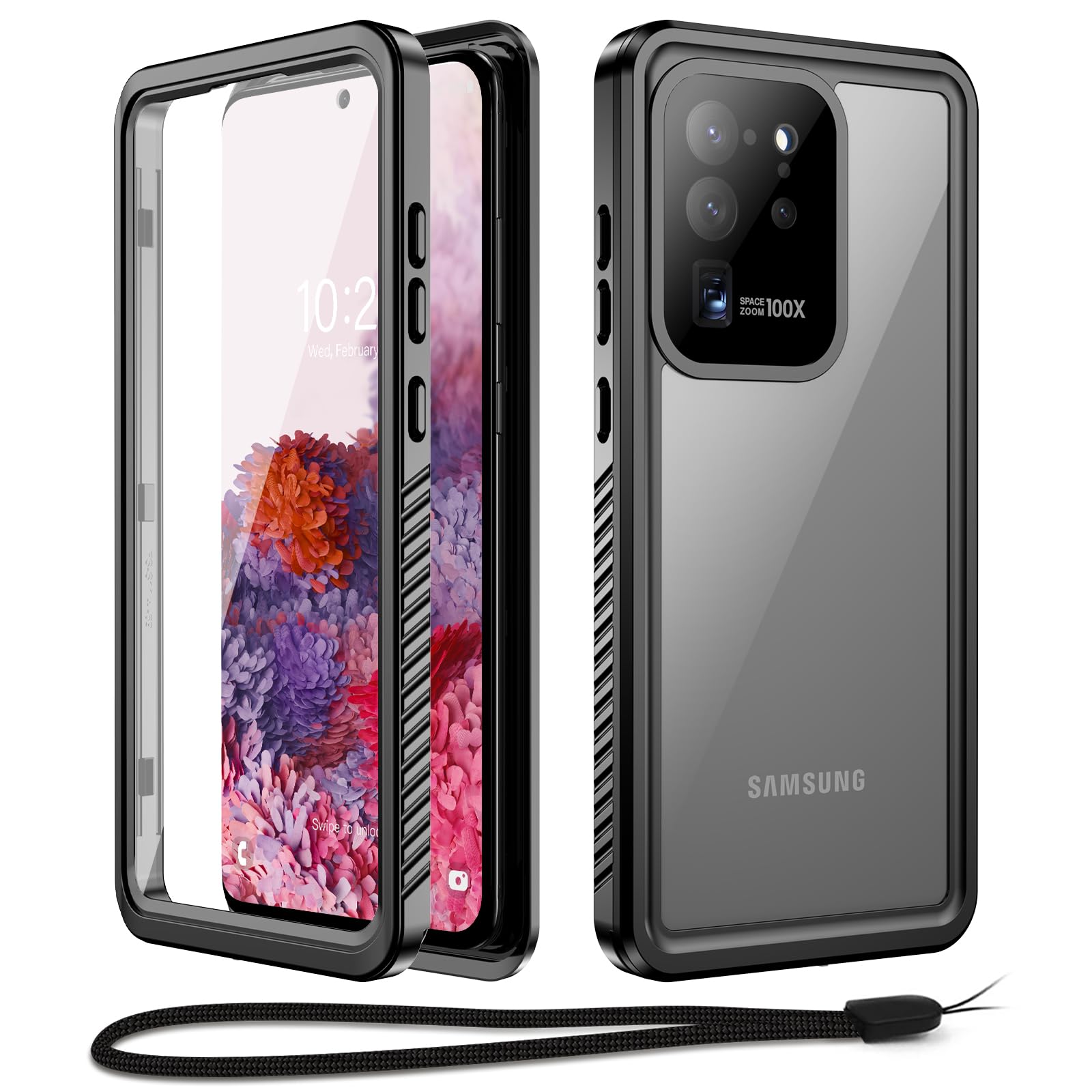 Beeasy for Samsung S20 Ultra Case Waterproof IP68 Built-in Screen Protector, Front and Back Full Body Protective Shockproof Dustproof, Military Tough Cover for Galaxy S20 Ultra Black — image 1