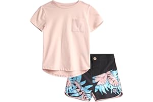 Volcom Boys' Swim Wear Set - 2 Piece Short Sleeve T-Shirt and Board Shorts - Stylish Beach Wear Set for Boys (Sizes: 2T-7)
