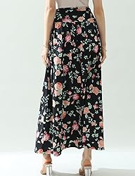 DOUBLJU Casual High Waisted Maxi Skirts with Pocket