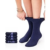 Hugh Ugoli Diabetic Socks for Women Rayon Derived from Bamboo, Soft, Ankle, Thin, Wide, Loose, Non-Binding Top, 4-8 Pairs