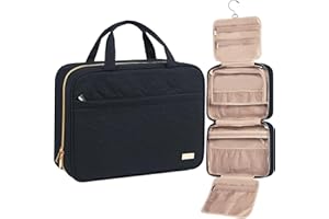 NISHEL Travel Toiletry Bag for Women, Portable Hanging Organizer for Full-Sized Shampoo, Conditioner, Brushes Set, Travel-Siz