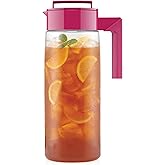Takeya Airtight Pitcher - Durable BPA-Free Eastman Tritan Odor/Stain-Resistant Leakproof Lid for Iced Tea/Water Easy-Grip Silicone Handle Spill-Free Spout Fridge-Friendly Made in USA 2 Quart/Raspberry