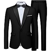 WULFUL Men's 2 Piece Slim Fit Suit Set One Button Blazer Jacket Pants Tuxedo Set for Prom, Wedding and Business