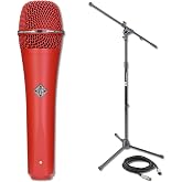 Telefunken M80 Red Supercardioid Dynamic Vocal Microphone Bundle with On-Stage MS7701B Boom Stand and 20-Foot XLR Cable &mdash; Touring Handheld Mic for Live Vocals, Festival, Worship, Studio Recording