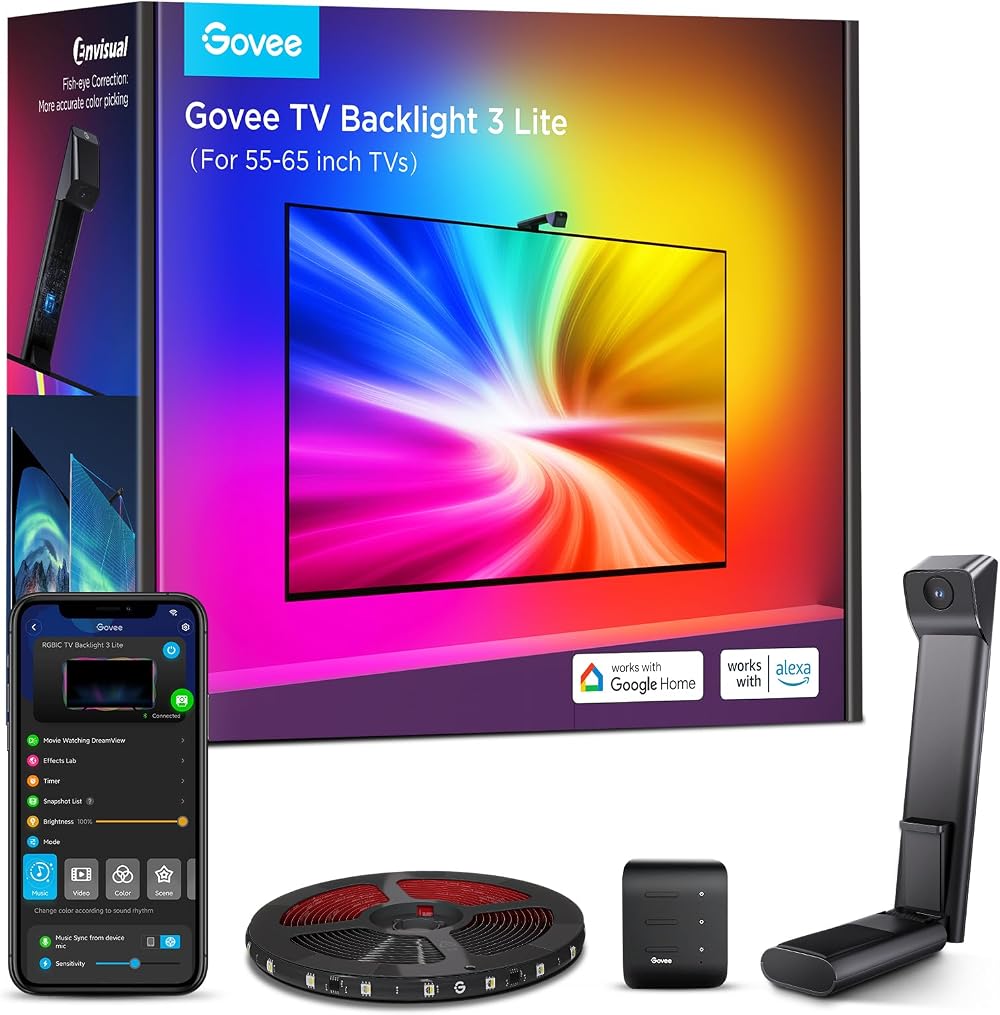 Govee TV Backlight 3 Lite 55-65 Inch Camera Fisheye AI Sync WiFi RGBICW
