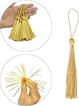Rowwait 20Pcs Silky Handmade Tassels Bookmarks Gold 13cm Earthy Yellow view 3
