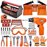 TOY Life Kids Tool Set for Boy Ages 4-6 with Belt, Toddler Tool Set with Drill, Kids Construction Toys, Learning Kit for Home DIY and Woodworking