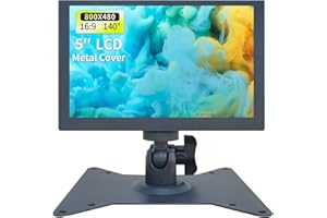 Qcvoruno 5 inch Security Monitor & Displays, AV/HD/VGA/BNC/USB Input, Built-in Dual Speakers Portable Metal Case LCD Monitor, 800 * 480 Resolution, Suitable for Game CCTV DVD PC DSLR