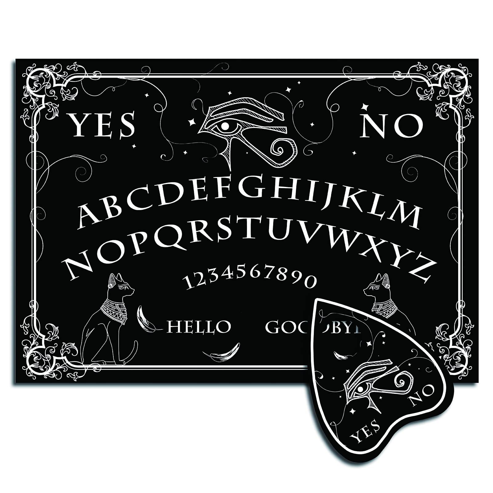 CREATCABIN Wood Spirit Board Pendulum Board Wooden Talking Boards with Planchette Black Dowsing Divination Game Spirit Hunt Metaphysical Message Decor for Wicca 11.8 x 8.3 Inch-The Eye of Horus