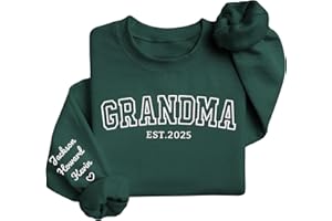 YUNART Personalized Mothers Day Birthday Gift for Mom Grandma, Custom Embroidered Sweatshirt with Name on Sleeve