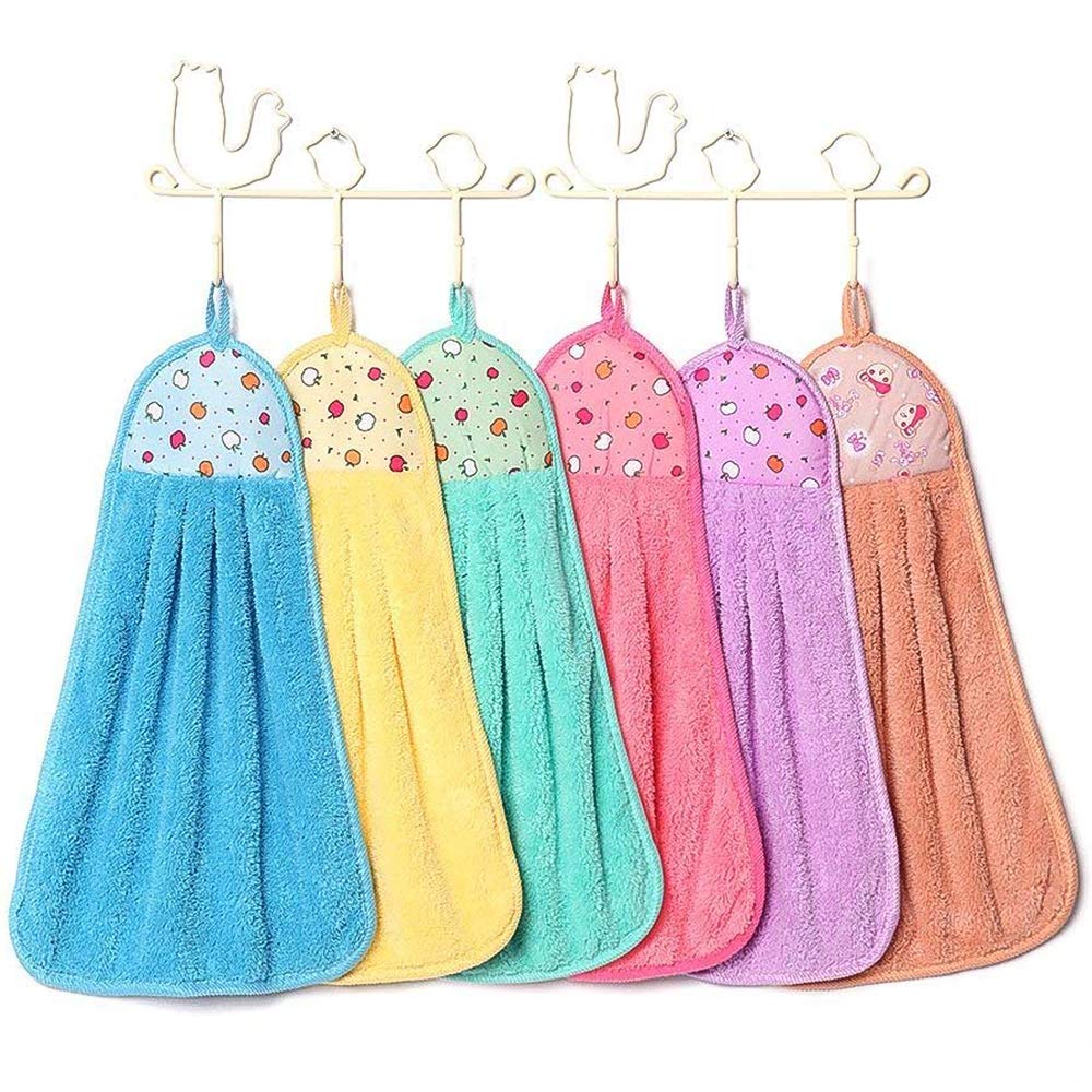 Tong Yue Candy Colors Soft Coral Velvet Towel Kitchen Bathroom Hanging Hand Towels,Pack of 4