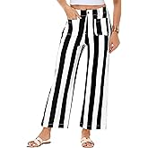 Magrank Women Striped Jeans Stretchy Cropped Vertical Denim Pants with Pockets