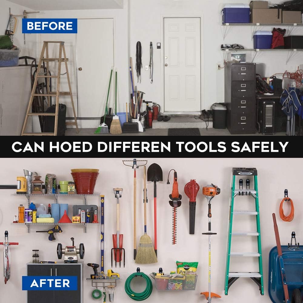 Dstper Garage Hooks, Garage Organizer Utility Hooks, Heavy Duty Garage Storage, Tool Hangers for Garage Wall Utility Wall Garage Hooks and Hangers with Anti-Slip Coating for Tools, Ladders and Bikes - - 