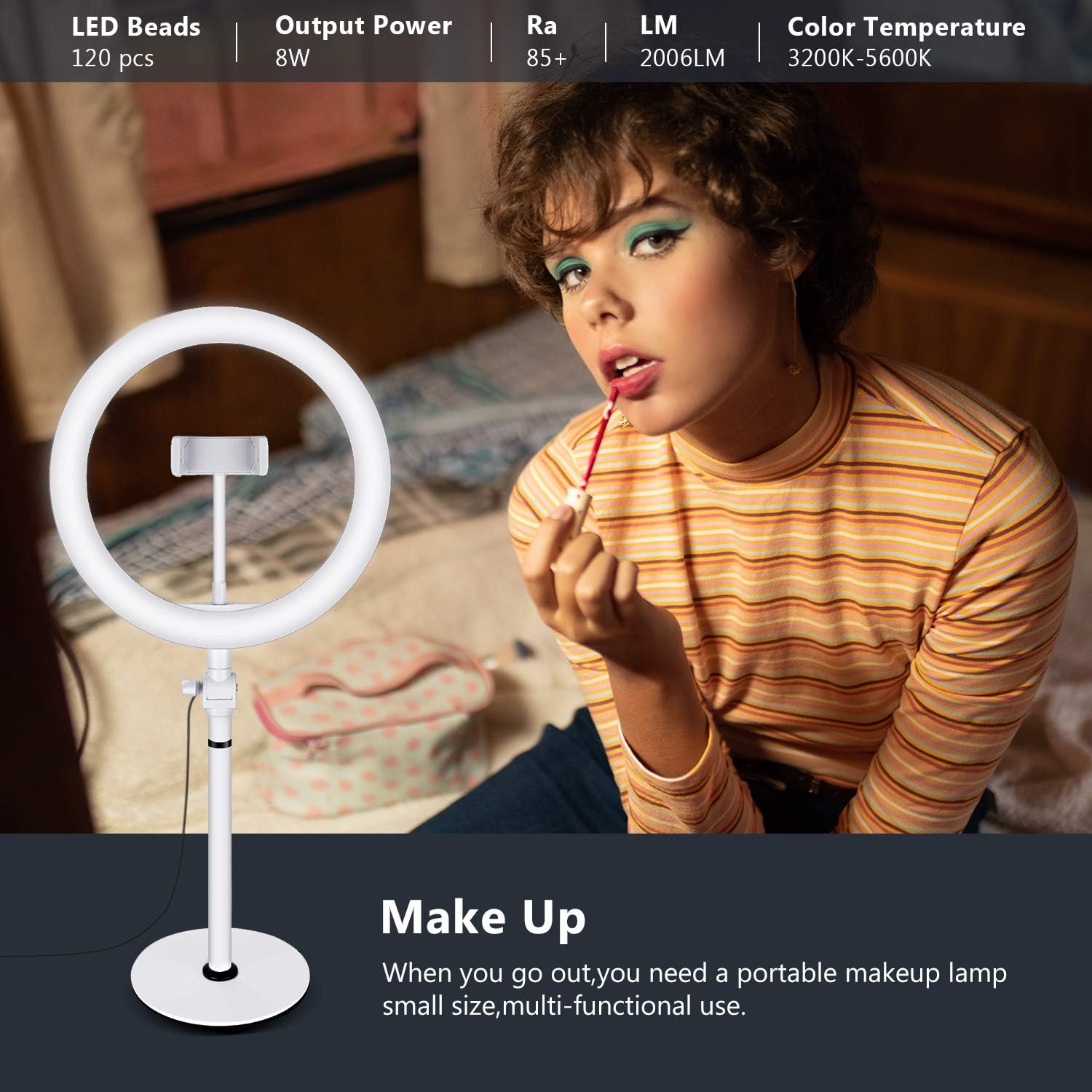 Neewer LED Ring Light, Table Top 10-inch USB Ring Light, Color Temperature 3200K-5600K 3 Light Modes with Flexible Smartphone Stand for Streaming Makeup YouTube Video Shooting Phone Selfie Photography : Camera & Photo