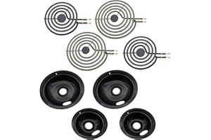 Siwdoy 318067041 318067051 Porcelain Drip Pan Set and MP22YA Electric Range Burner Element Unit Set, Compatible with Frigi-daire Ken-more Range Oven Replaces 5304430149 5304430150
