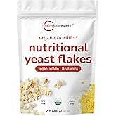 Micro Ingredients Organic Fortified Nutritional Yeast Flakes, 2lb (32oz) | Rich in Vegan Protein, B Vitamins, & Beta-Glucans