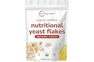 Micro Ingredients Organic Fortified Nutritional Yeast Flakes, 2lb (32oz) | Rich in Vegan Protein, B Vitamins, & Beta-Glucans | Keto Friendly, Dairy Free Cheese Substitute, Non-GMO, Gluten Free