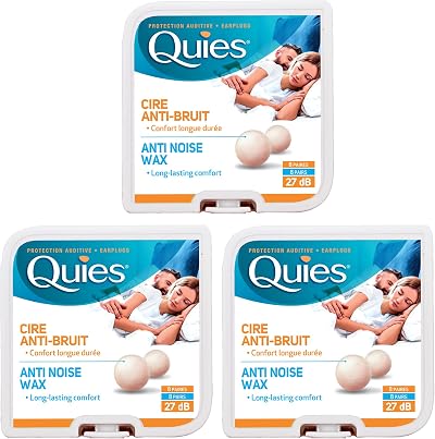 Quies Boules Natural Wax Earplugs 8 Pairs Pack of 3