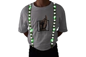 AMNQUERXUS Light Up St Patricks Day Suspenders for Men Women, Men's LED St Patricks Day Suspenders