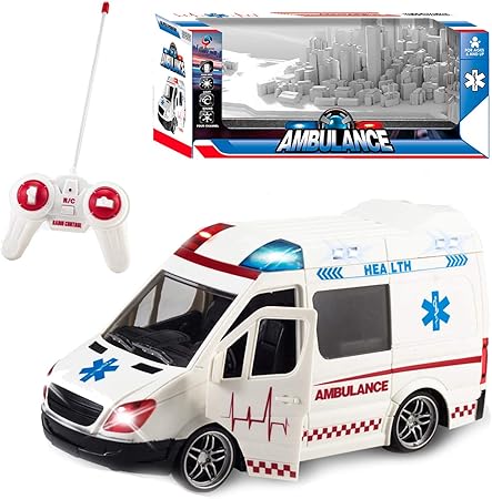 Amazon Liberty Imports 大型ラジコンリモコンレスキュー救急車玩具 緊急車両 ドアを開けるドア サイレン Ledライト付き 電子玩具 キッズ家電 おもちゃ
