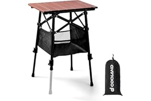 Odoland Adjustable Camping Table with Under-Table Storage Bag for 1-2 People, Mini Lightweight Folding Camp Table for Beach, 