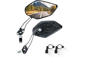 JUXONLIX 2 Pack Bike Mirrors, 360°Rotatable HD Wide Angle Rear View Mirror - Universal Handlebar Accessories for Mountain/Road Bike, Scooter, E-Bike (Black)