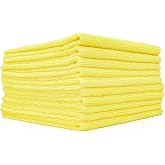 The Rag Company Edgeless 300 Detailing Towel, Yellow, 16x16in | Paint-Safe &amp; Scratch-Free, 70/30 Blend Korean Microfiber, 300 GSM, Tagless, Terry Weave, 10-Pack